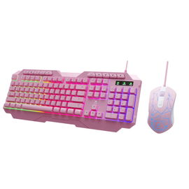 Xtech - Keyboard and mouse set - Wired - Spanish - USB - Pink - Gaming-XTK-540S