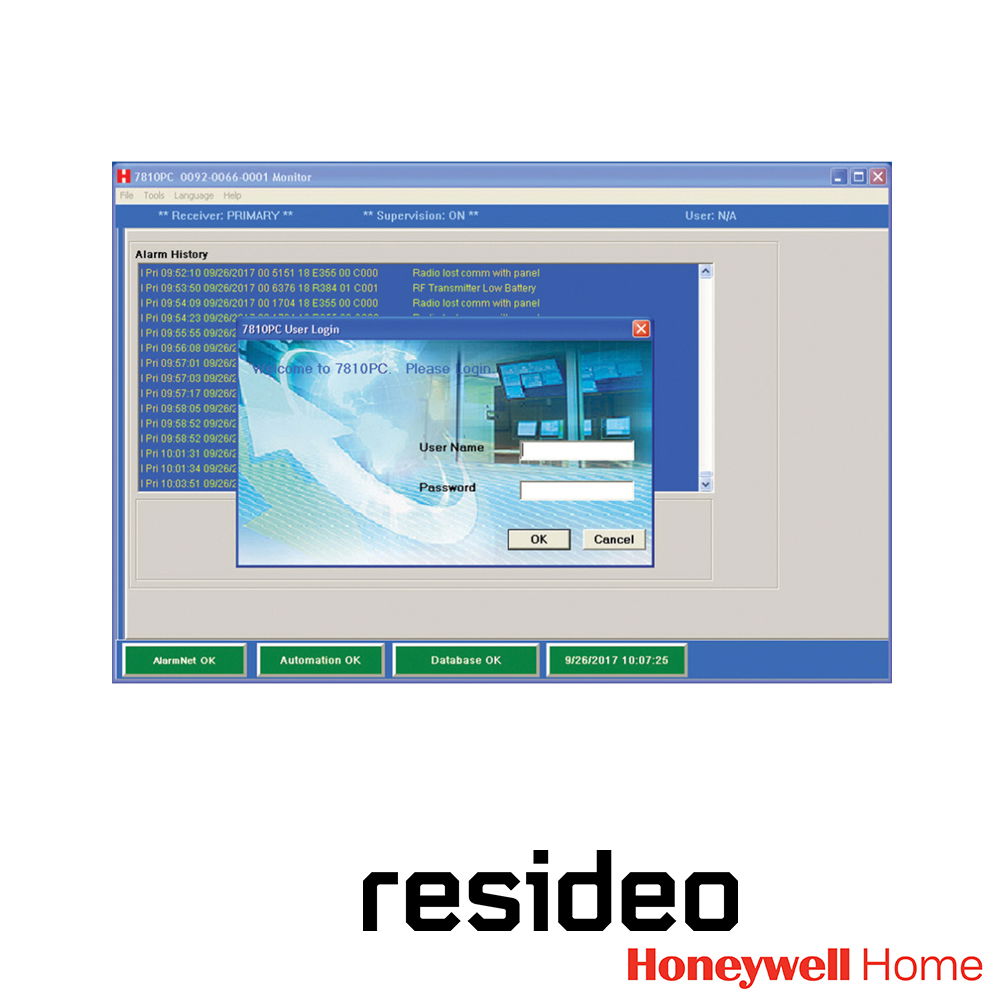 RECEPTORA VIRTUAL DE EVENTOS DE ALARMA RESIDEO 7810PC-AM MEDIANTE IP O 3G/4G/ MONITOREA LAS ALARMAS, REGISTROS Y MENSAJES DE LOS SISTEMAS DE SEGURIDAD/ NO REQUIERE IP PUBLICA FIJA NI DDNS