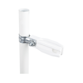 Aislador de paso o esquina de color Blanco con abrazadera incluida de 1 Pulgada para uso en poste cerco electrico