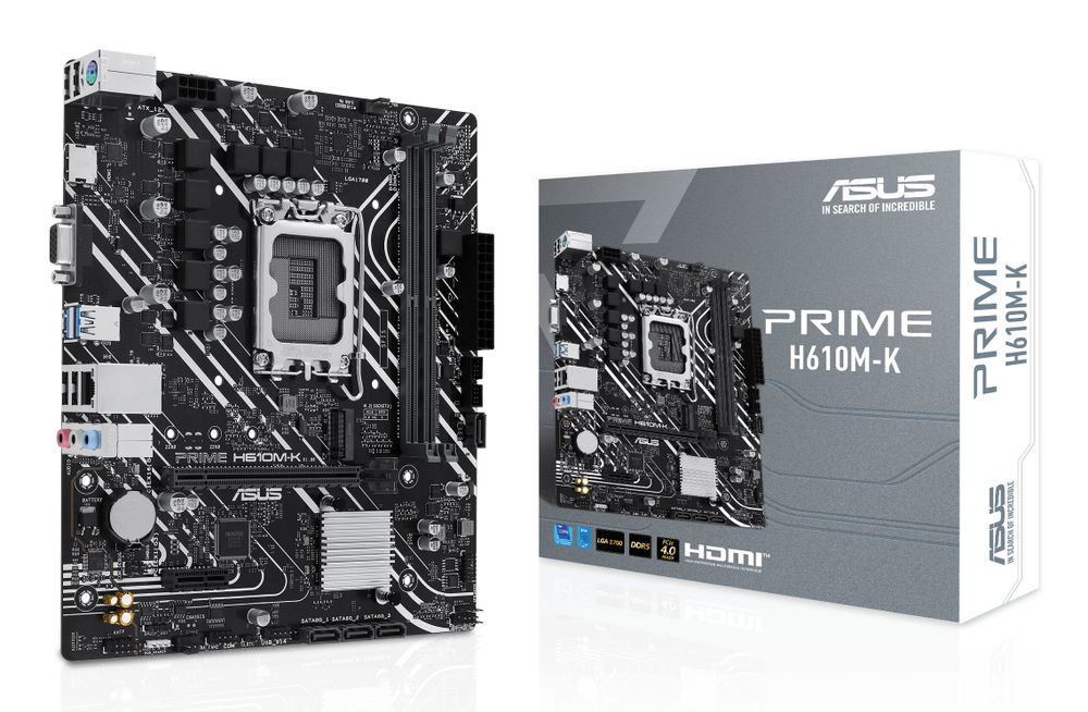 ASUS - PRIME H610M-K - Motherboard - Micro ATX - LGA1700 Socket - Intel H610 - para Core i7 / para Core i5 / para Core i3 / para Celeron / para Pentium - Intel HD Graphics - DDR5