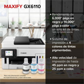 Canon MAXIFY GX6110 - ADF 15.5/24 IPM Canon MAXIFY GX6110 - ADF 15.5/24 IPM