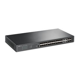 Switch de Fibra Óptica L2+ Omada / 24 puertos SFP 1GE / 4 Puertos Combinados SFP+/RJ45 Gigabit / 2 Puertos Consola RJ45|micro-SUB / Administración Centralizada Omada o Stand-Alone / Compatile con IPv6 /  Multicast IGMP