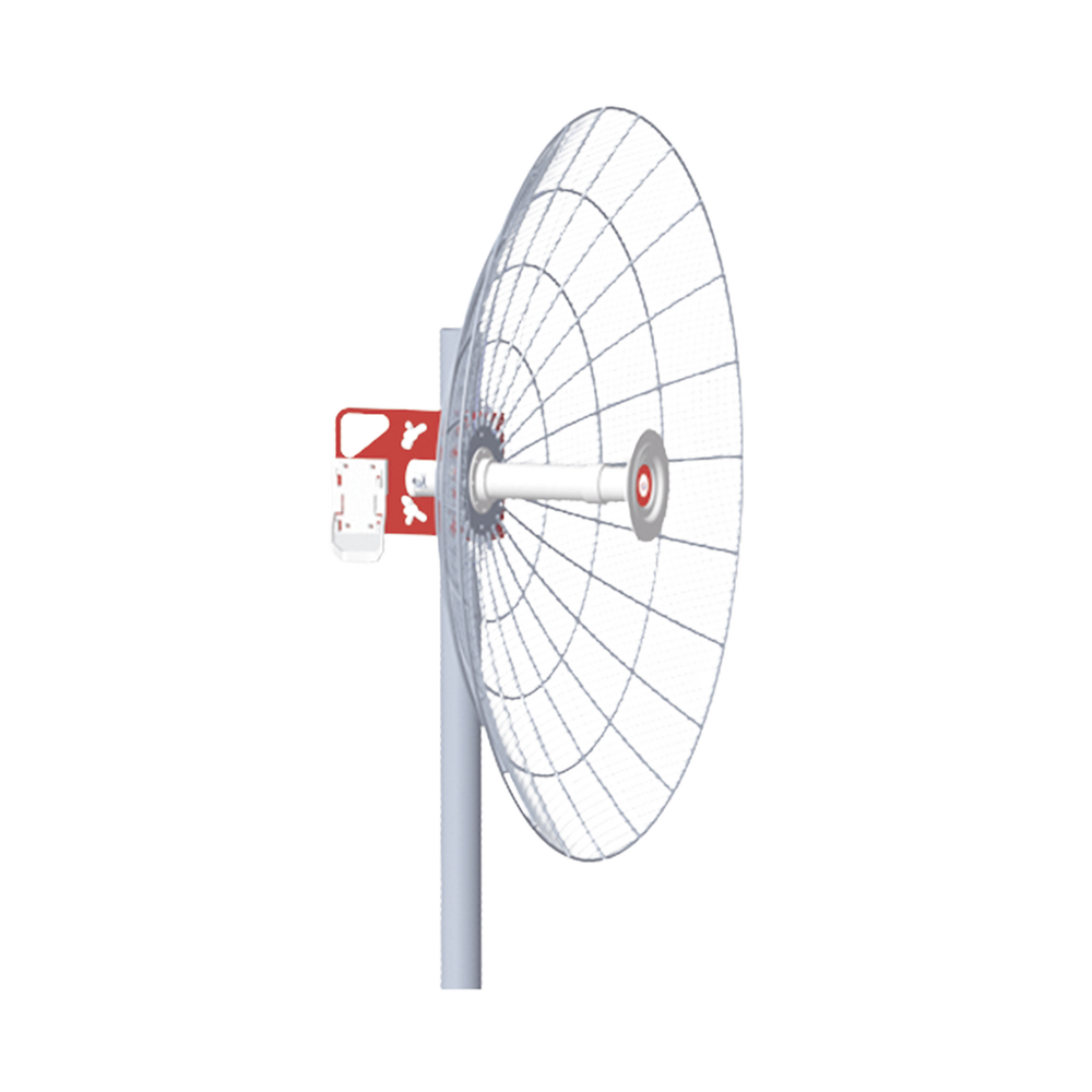 Antena direccional de alta resistencia la viento, Ganancia de 30 dBi,  frecuencia (4.9 - 6.5 GHz), Conectores N-hembra, Polarización doble, incluye montaje para torre o mástil