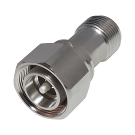 Adaptador en Línea de Conector 4.3-10 Macho a N Hembra, Bronce Blanco/ Plata/ Teflón.