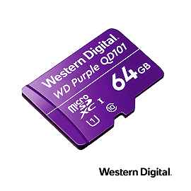 WD Purple SC QD101 WDD064G1P0C - Tarjeta de memoria flash - 64 GB - UHS-I U1 / Class10 - microSDXC UHS-I - púrpura
