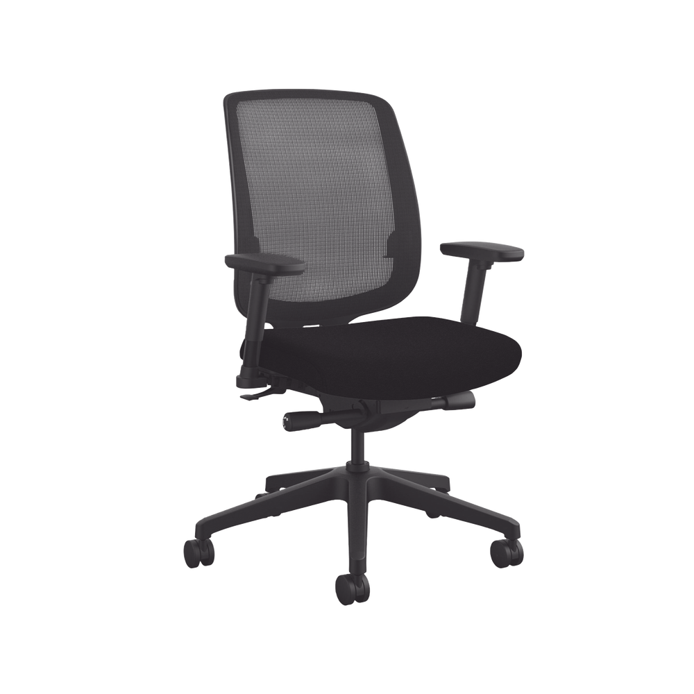 Silla de Monitoreo de trabajo 24/7 con Ajuste de Posición y Respaldo Alto, Color Negro.