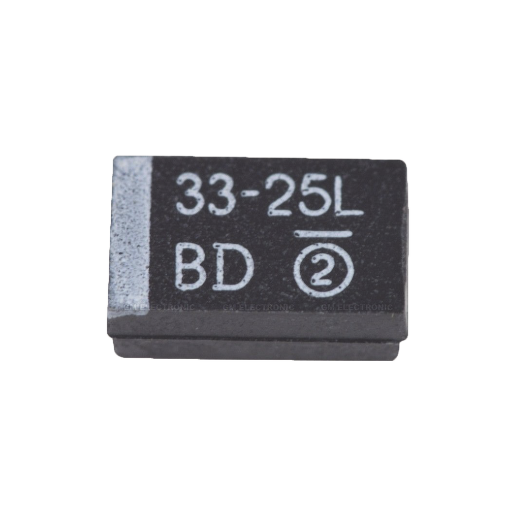 Capacitor Electrolítico de Tantalio SMD (2917) de 33 µFd, 25 Volt, para Amplificador PA3-1FE-RXRF.