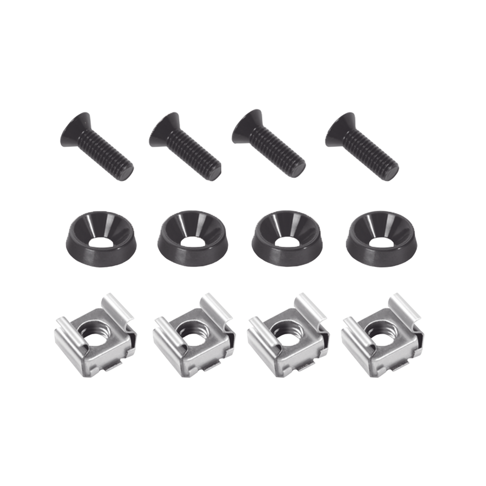 Juego de 4 Tornillos con 4 Arandelas y 4 Tuercas Enjauladas para Rack LINKED PRO.