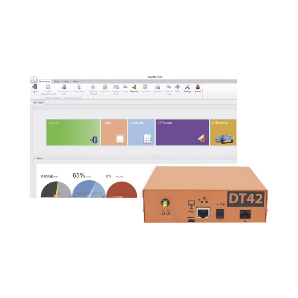 Inicie o renueve su central de monitoreo de alarmas, Kit 1 receptora ExtriumDT42V2 y Software de monitoreo.