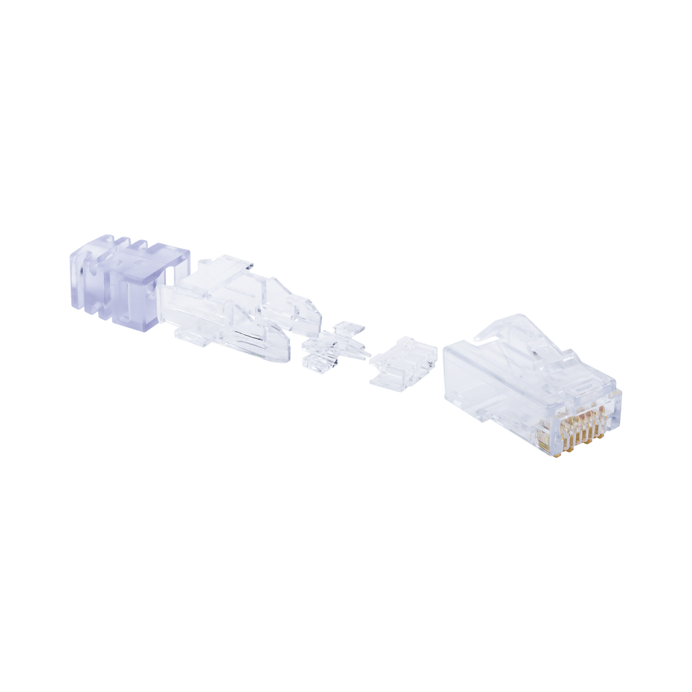 Plug RJ45 Cat6, Para Cable UTP de Calibre 23-24 AWG, Chapado en Oro de 50 micras, Bolsa de 100 piezas