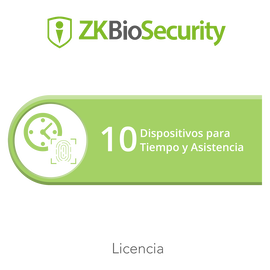 Licencia para ZKBiosecurity permite gestionar hasta 10 dispositivos para tiempo y asistencia