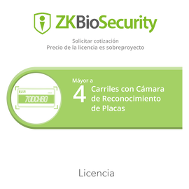 Licencia de PROYECTOS para ZKBiosecurity para modulo de estacionamiento con cámara de reconocimiento de placas