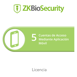 Licencia para ZKBiosecurity para 5 cuentas de acceso mediante aplicación móvil