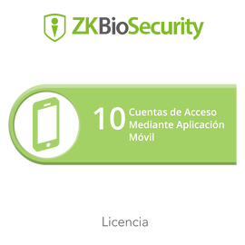 Licencia para ZKBiosecurity para 10 cuentas de acceso mediante aplicación móvil