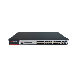 Switch Administrable de 24 Puertos PoE 802.3 af/at de 100 Mbps / 2 Puertos SFP / 2 Puertos Gigabit / 380 Watts Total