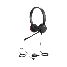 Jabra Evolve 30 Duo con conexión USB / 3.5mm, micrófono con cancelación de ruido y controlador en el cable con botones e indicadores LED (5399-829-309)