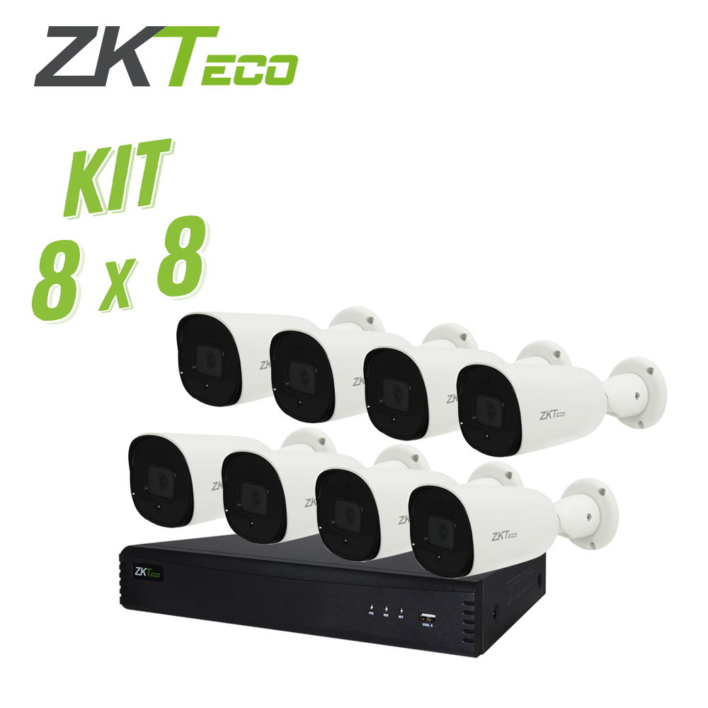 KIT 8CH ZKT CON 1x NVR 8 CANALES POE ZKTECO Z8508NER-8P + 8x CAMARA BULLET IP 2MP ZKTECO BS-852O22C KIT 8CH ZKT CON 1x NVR 8 CANALES POE ZKTECO Z8508NER-8P + 8x CAMARA BULLET IP 2MP ZKTECO BS-852O22C