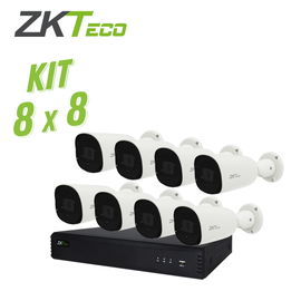 KIT 8CH ZKT CON 1x NVR 8 CANALES POE ZKTECO Z8508NER-8P + 8x CAMARA BULLET IP 2MP ZKTECO BS-852O22C