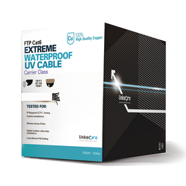 Bobina de cable UTP 305 Metros Cat6, Calibre 23, CLIMAS EXTREMOS, Color blanco, sin blindar, para intemperie