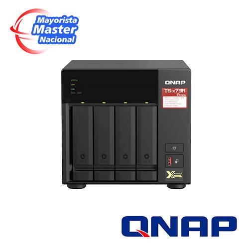 NAS QNAP TS-473A-8G-US PROCESADOR AMD RYZEN V1500B / MEMORIA RAM 8GB / 4 BAHIAS FRONTALES SATA 3.5 PULGADAS y 2.5 PULGADAS / 2 PUERTOS RJ45 2.5GbE / MONTAJE EN ESCRITORIO / APLICACIONES  PYME PARA COMPARTIR Y RESPALDAR DATOS EN LA NUBE