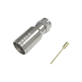 Conector F Macho (75 Ohm), de Anillo Plegable para instalar en cables RG-11, Bronce Niquelado.