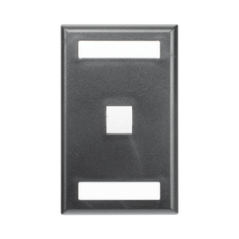 Placa de Pared Vertical, Salida Para 1 Puerto Keystone, Con Espacios Para Etiquetas, Color Negro
