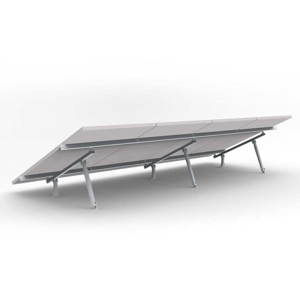 Montaje de aluminio para techo o piso de concreto,  de alta resistencia y rápida instalación,  arreglo 1x4 módulos fotovoltáicos de 40mm de espesor