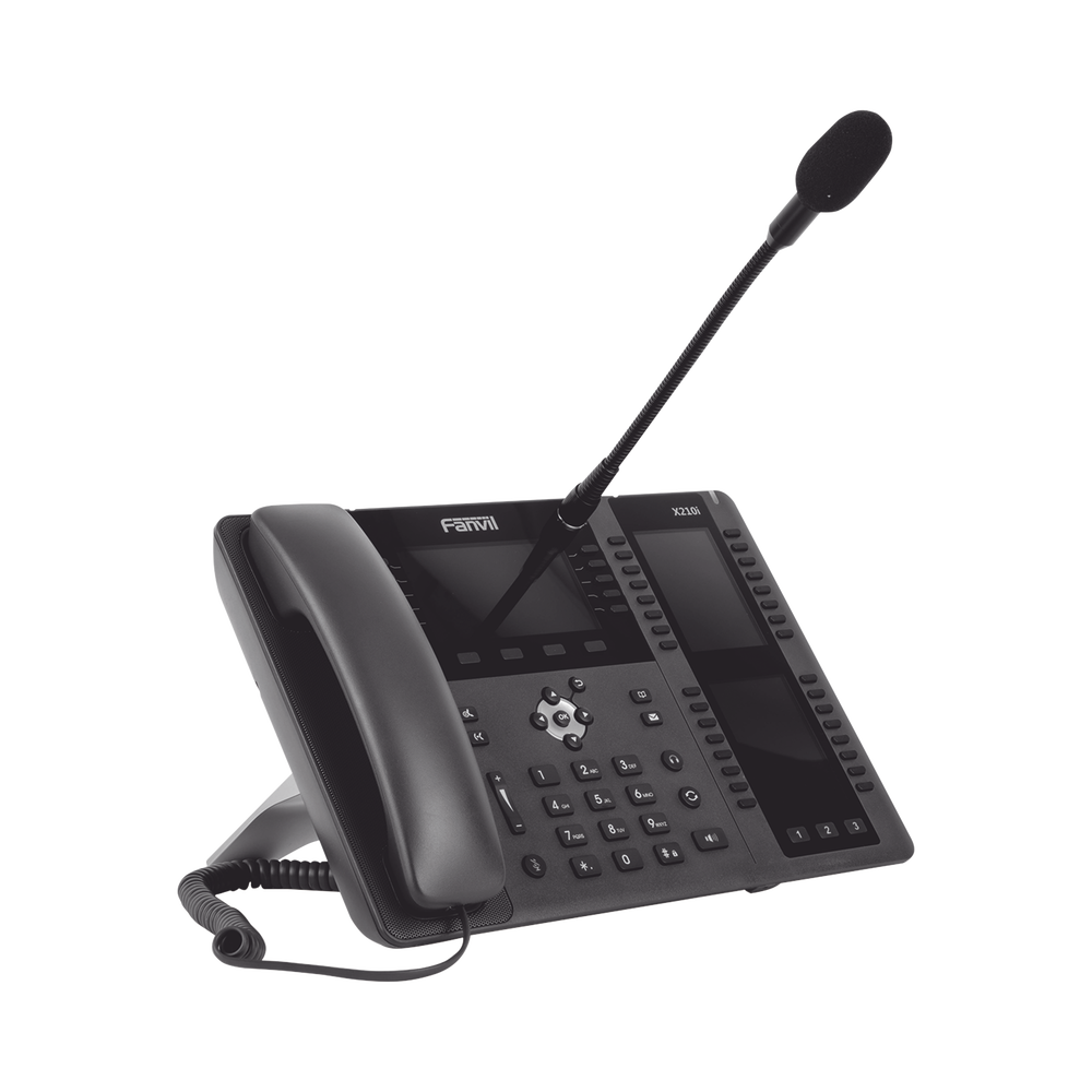 Teléfono empresarial IP hasta 20 lineas SIP, micrófono exterior, 106 botones DSS, Bluetooth integrado para diademas, puertos Gigabit, soporta recepción video, PoE
