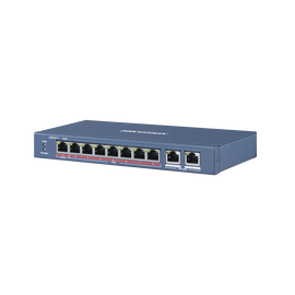 Switch PoE+ / 7 Puertos 10/100 Mbps 802.3 af/at (30 W) + 1 Puerto 100 Mbps PoE++ /bt (60 W) / 2 Puertos Uplink Gigabit / 250 Metros PoE Larga Distancia