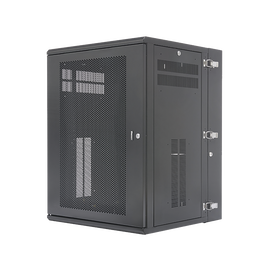 Gabinete PanZone de Montaje en Pared, de 19in, Puerta Ventilada, 18 UR, 635mm de Profundidad, Color Negro