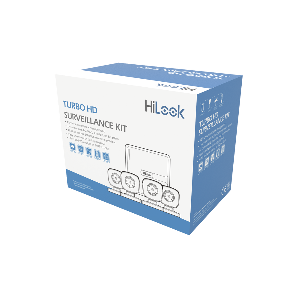 KIT TurboHD 720p / DVR 8 canales / 4 Cámaras Bala de Policarbonato / 4 Cables 18 Mts / 1 Fuente de Poder Profesional