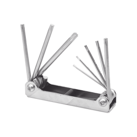 Juego de 8 llaves hexagonales Torx® tipo navaja, estuche metálico.