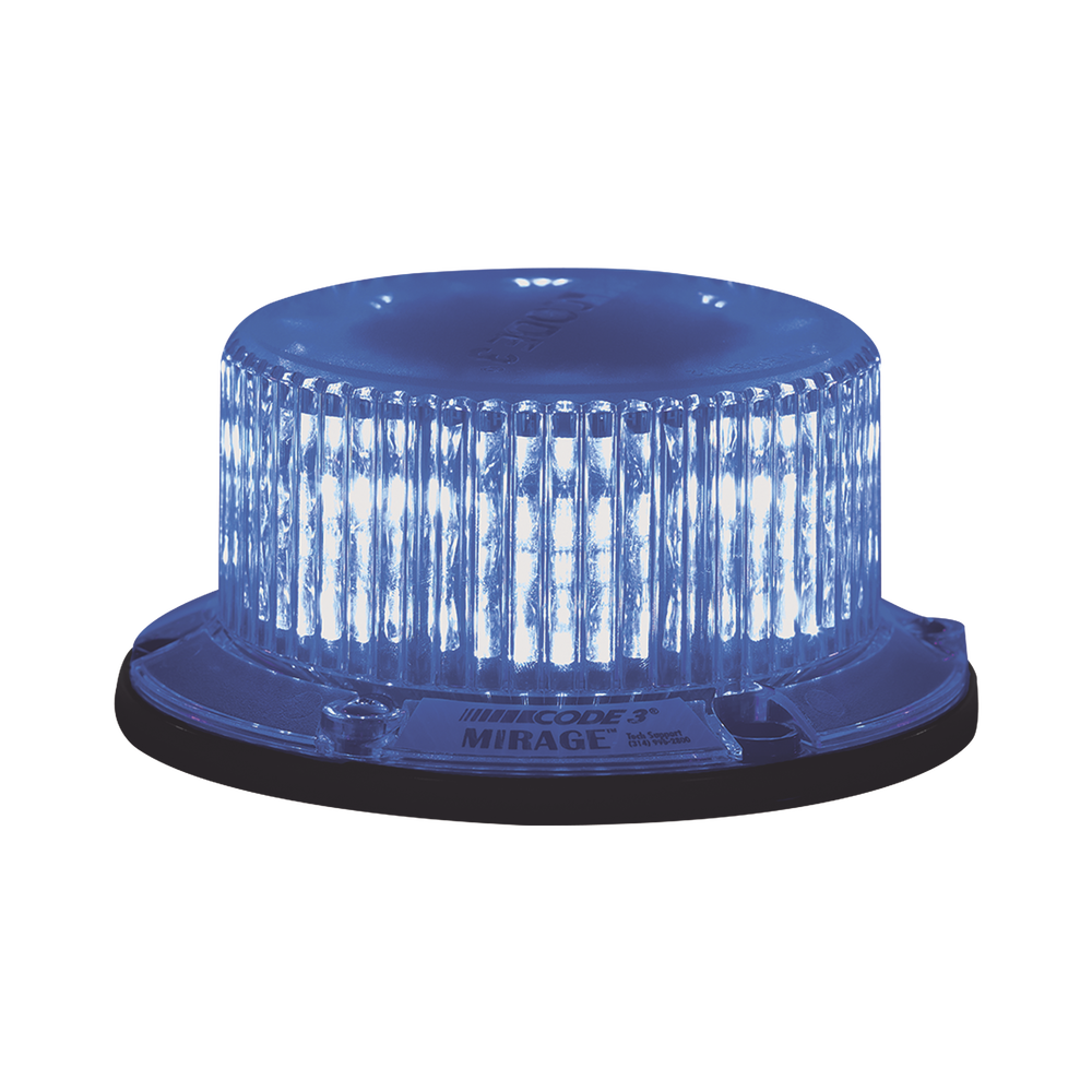 Baliza Mirage de 18 LEDs con lente transparente y LEDs azul con montaje permanente