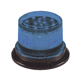 Baliza LED, 12 / 24 Vcd, lente transparente LED azul, 12 LED auxiliares en la parte superior brindan una iluminación vertical y horizontal de 360 ​​°