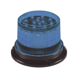 Baliza LED, 12 / 24 Vcd, lente transparente LED azul, 12 LED auxiliares en la parte superior brindan una iluminación vertical y horizontal de 360 ​​&deg;