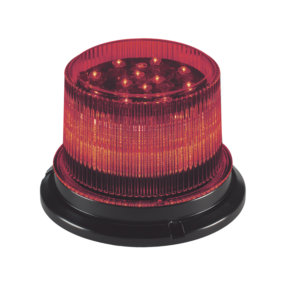 Baliza LED, 12 / 24 Vcd, lente transparente LED rojo, montaje magnético, 12 LED auxiliares en la parte superior brindan una iluminación vertical y horizontal de 360 ​​&deg;