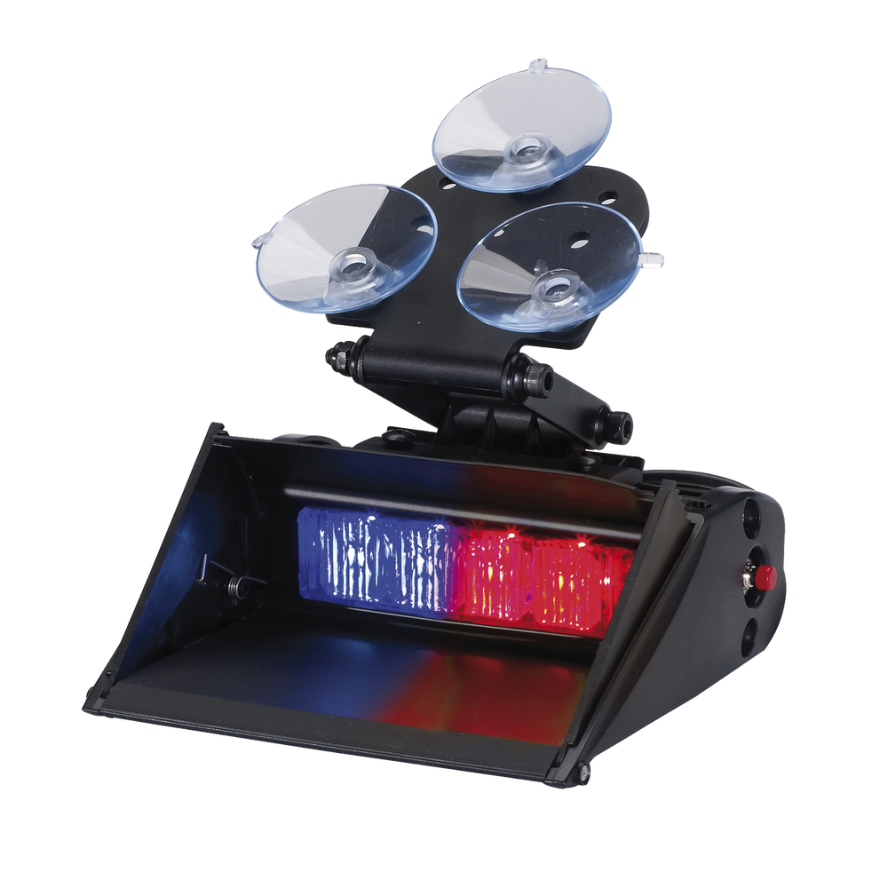 Cabezal de luz XT4 simple de 4 LED 12 / 24VDC con soporte, tapa y ventosa - rojo / azul