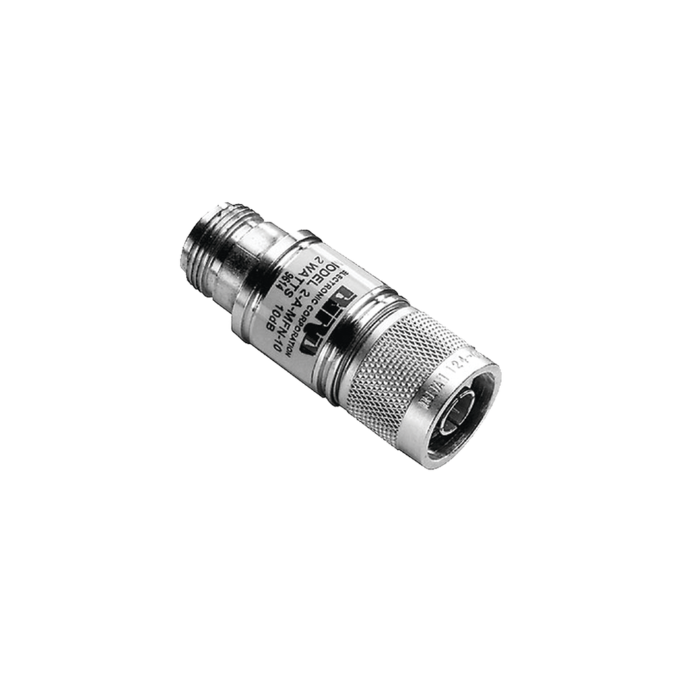 Atenuador 10 dB, 2 W Máximo, Conectores N Macho-Hembra, CD-4 GHz. Atenuador 10 dB, 2 W Máximo, Conectores N Macho-Hembra, CD-4 GHz.