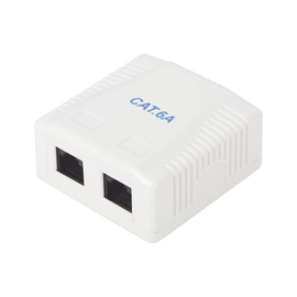 Caja de pared con 2 puertos, incluye 2 jacks UTP Cat6A