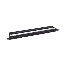 Panel de parcheo de impacto (110) sin blindaje de 24 puertos Cat6A con barra para organizar cable