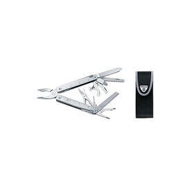 SwissTool - Multiherramienta tipo Navaja de Acero Inoxidable con Pinza y Funda de Nylon