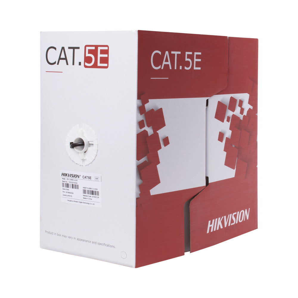 Bobina de Cable UTP /  Cat 5e / 24 AWG / 305 mts / Uso Exterior / 100% Cobre / Color Negro