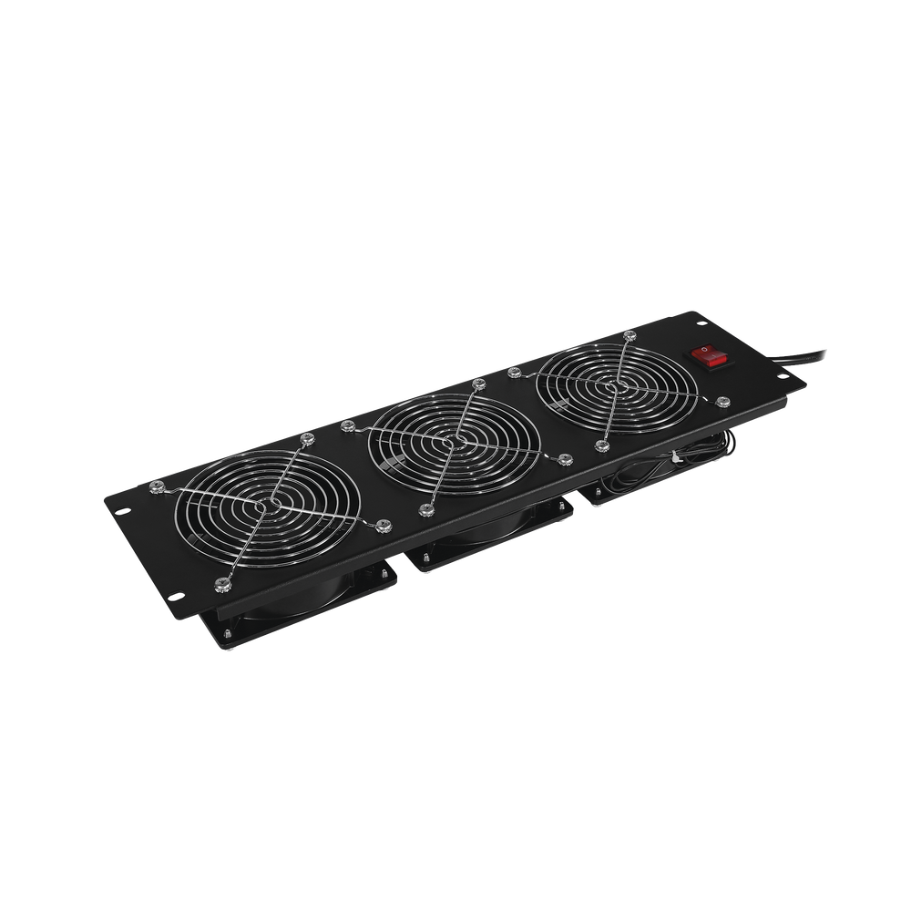 Kit de 3 Ventiladores para Montaje en Rack de 19 in, Alimentación 220 Vca con Plug IEC C14, 3 UR, Color Negro