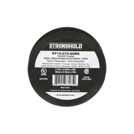 Cinta Eléctrica para Aislar, de PVC, Uso General, Grosor de 0.18mm (7 mil), Ancho de 19mm, y 18m de Largo, Color Negro