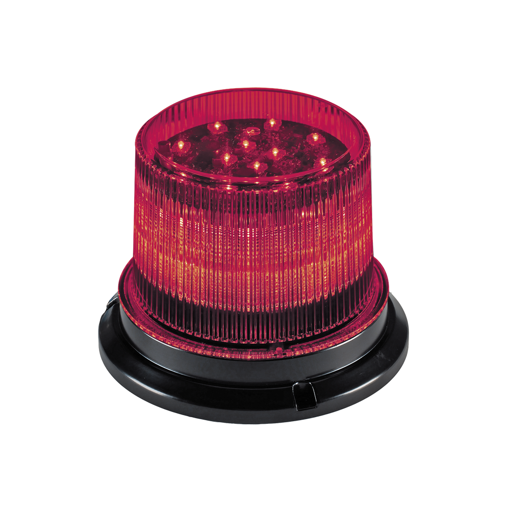 Baliza LED, 12 / 24 Vcd, lente transparente LED rojo, 12 LED auxiliares en la parte superior brindan una iluminación vertical y horizontal de 360 ​​°