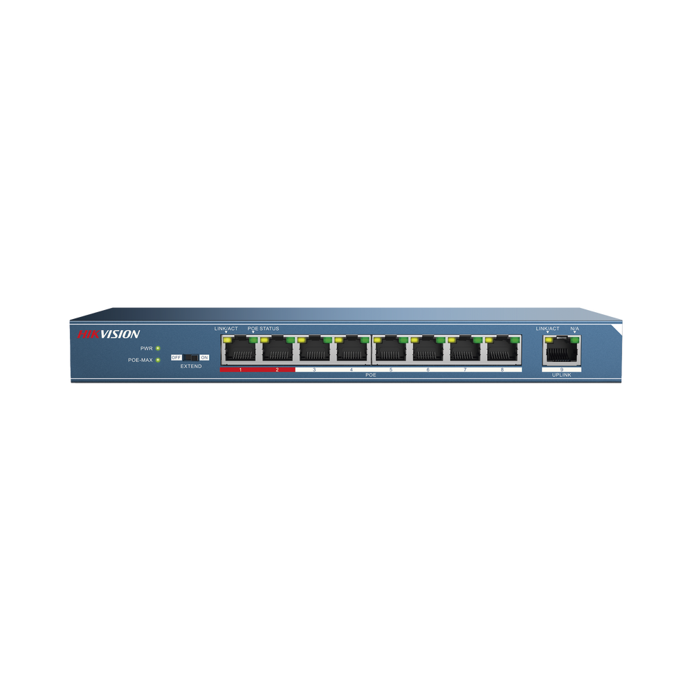 Switch PoE+ No Administrable / Hasta 250 m PoE Larga Distancia / 8 puertos 802.3af/at (30W) 10/100 Mbps + 1 puerto 10/100 Uplink