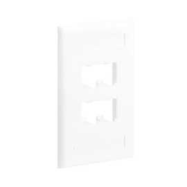 Placa de Pared Vertical Clásica, Salida Para 4 Puertos Mini-Com, Con Espacios Para Etiquetas, Color Blanco