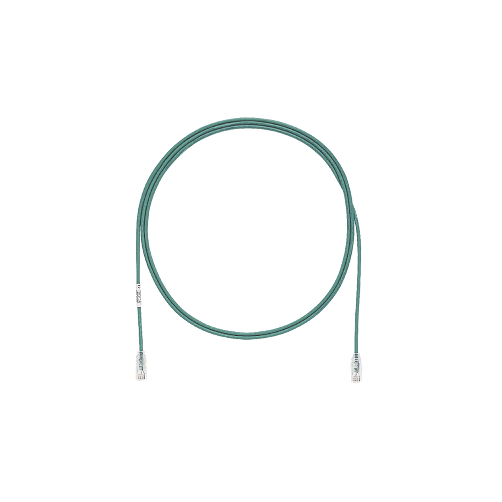 Cable de Parcheo TX6, UTP Cat6, Diámetro Reducido (28AWG), Color Verde, 3ft