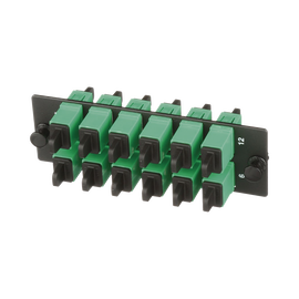 Placa Acopladora de Fibra Optica FAP, Con 12 Conectores SC/APC (12 Fibras), Para Fibra Monomodo OS1/OS2, Color Verde