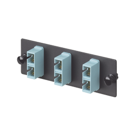Placa Acopladora de Fibra Optica FAP, Con 3 Conectores SC Duplex (6 Fibras), Para Fibra Multimodo OM3/OM4, Color Aqua